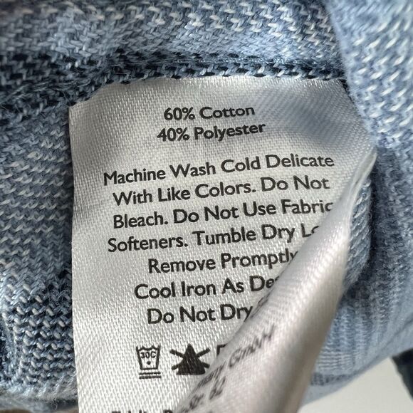 Eddie Bauer Classic Fit Button Up Flannel Shirt Mens Size Large Blue Plaid LS - Picture 10 of 13